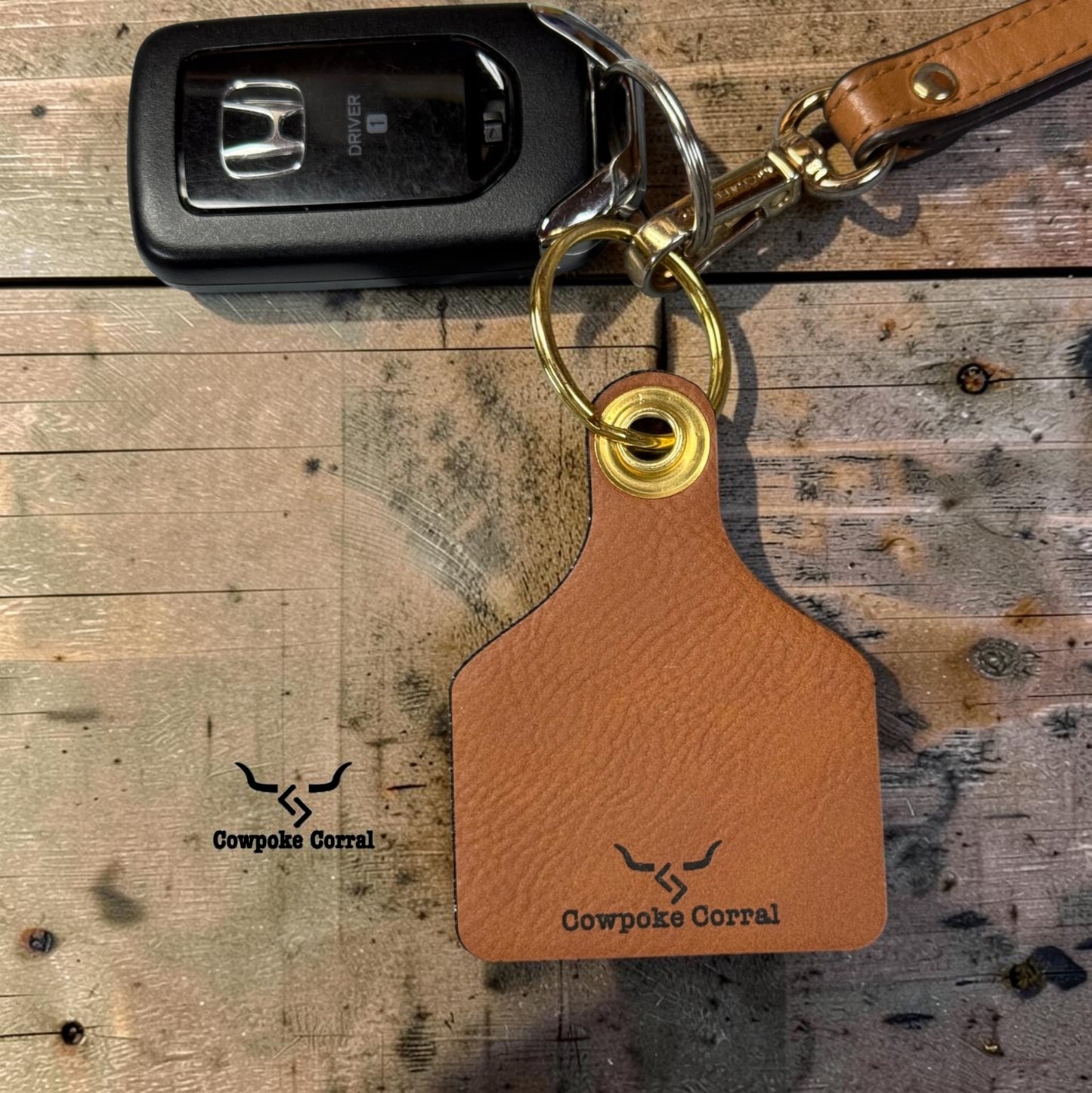 FANCY BOOT STITCH CATTLE TAG KEYCHAIN