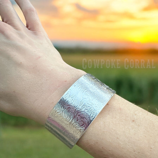 Floral Embossed Wide Cuff