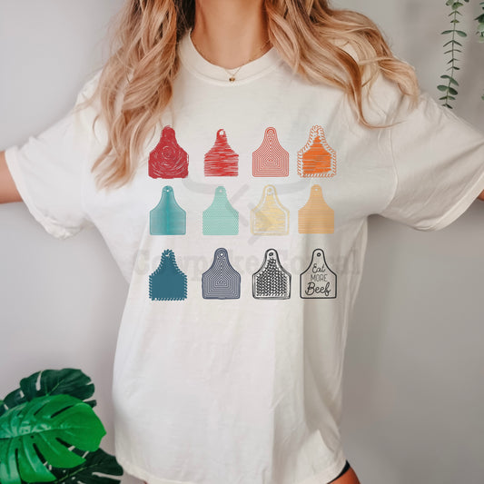 EAT MORE BEEF EAR TAGS TEE
