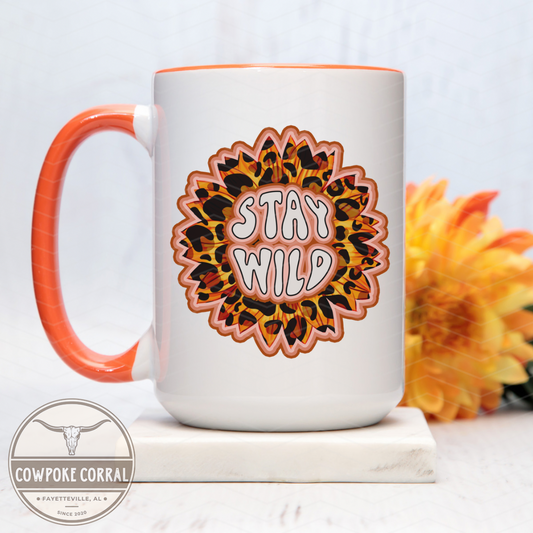 Stay Wild Leopard Sunflower Mug