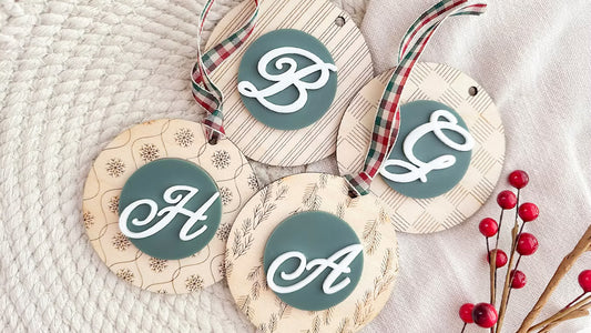 Patterned Round Monogram Ornaments