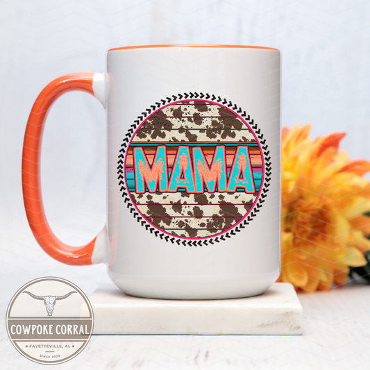 Mama Cow Print Serape Mug