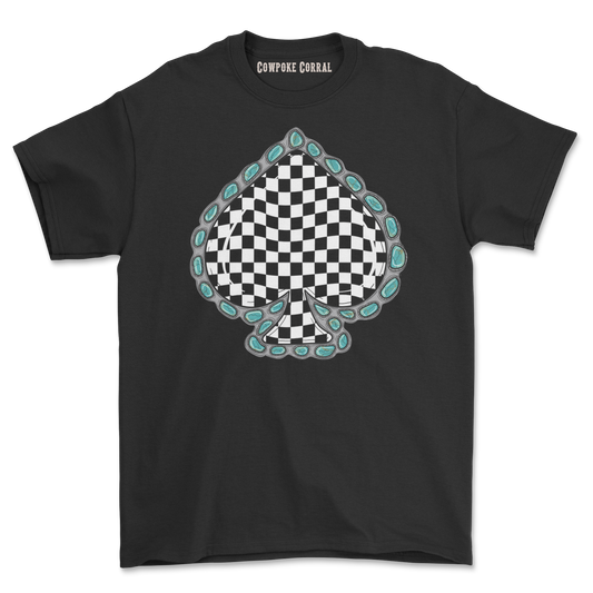 CHECKERED SPADE (B&W) TEE