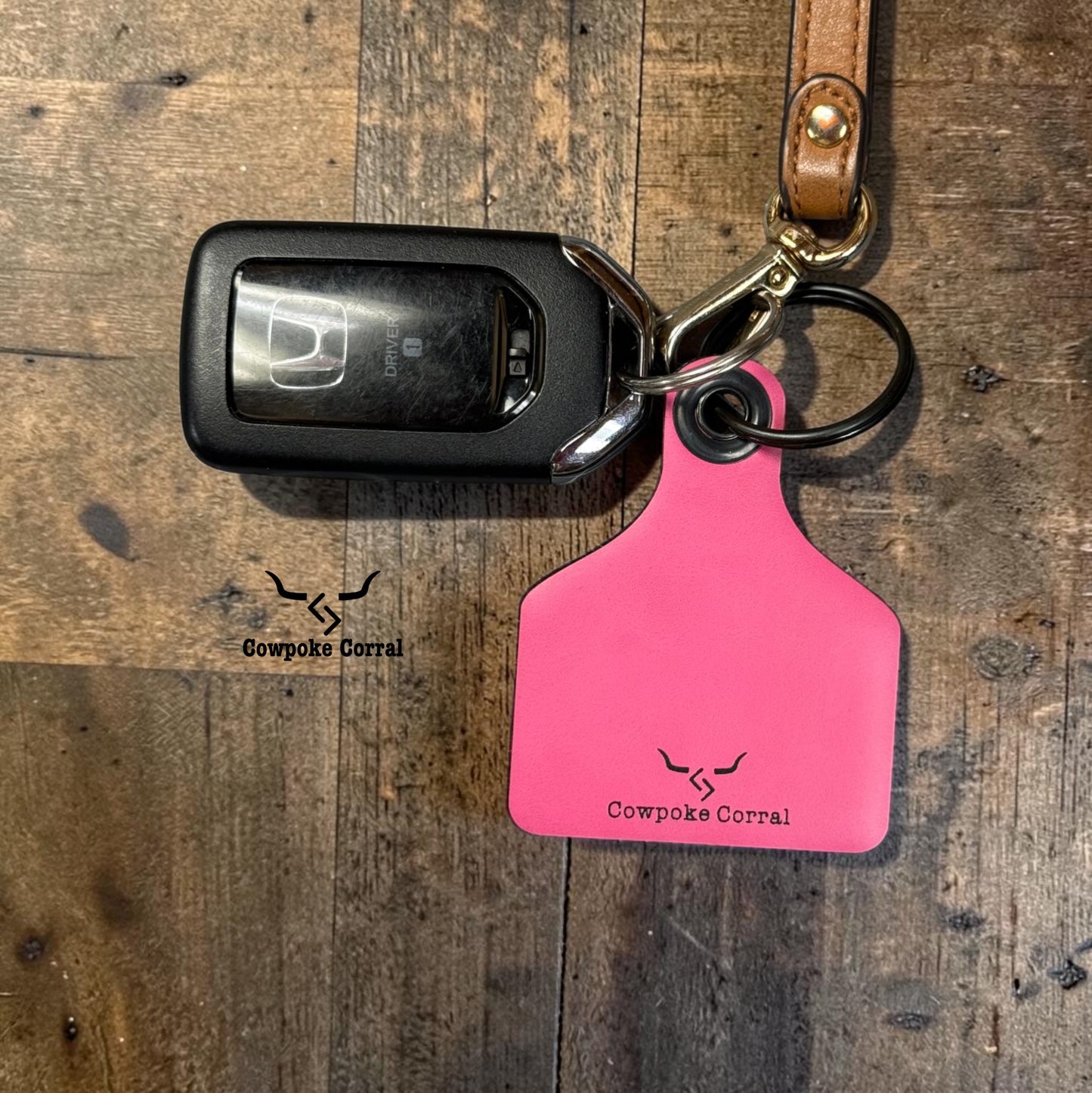 COWBOY'S GIRL CATTLE TAG KEYCHAIN