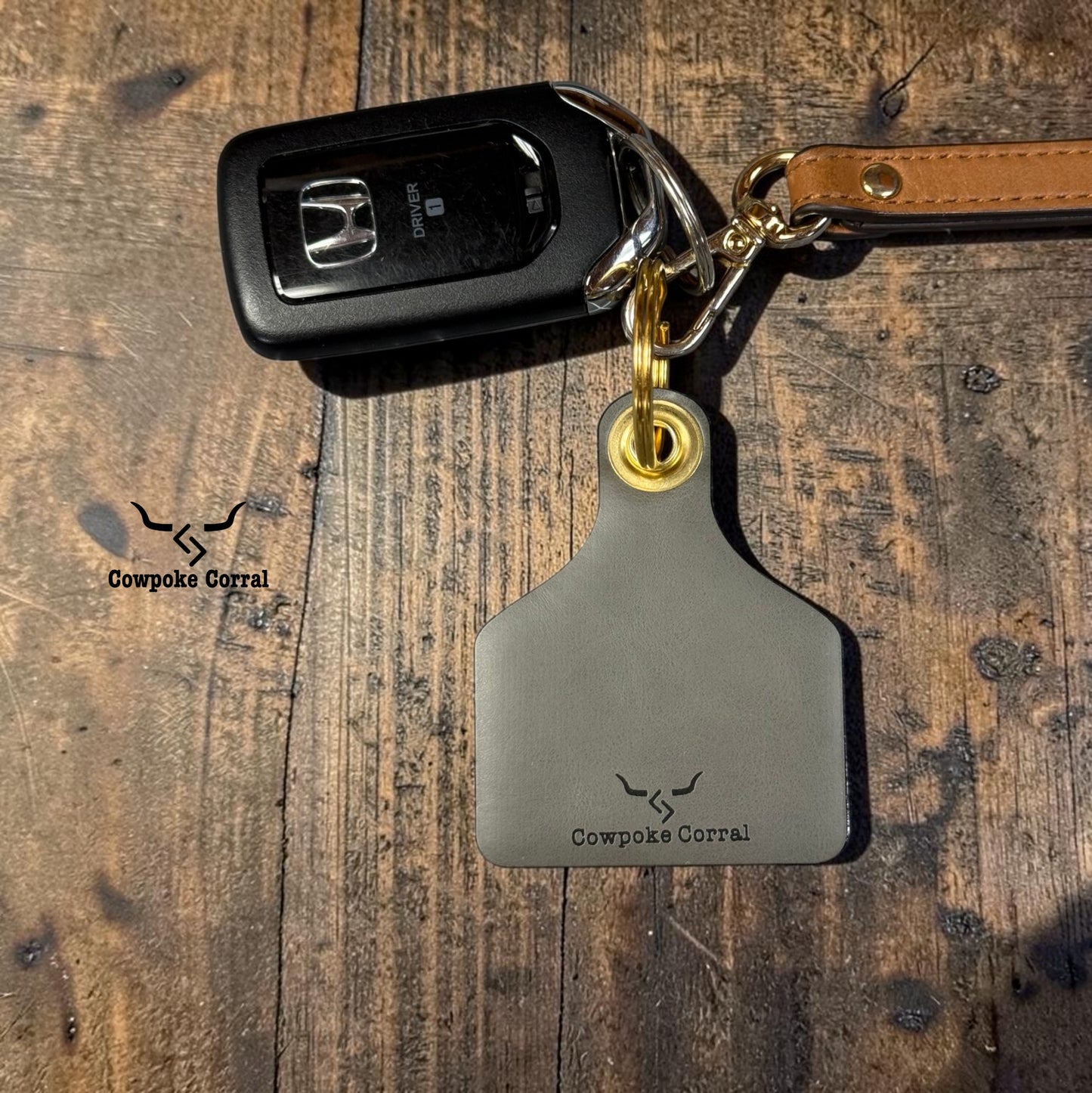 COWBOY'S GIRL CATTLE TAG KEYCHAIN