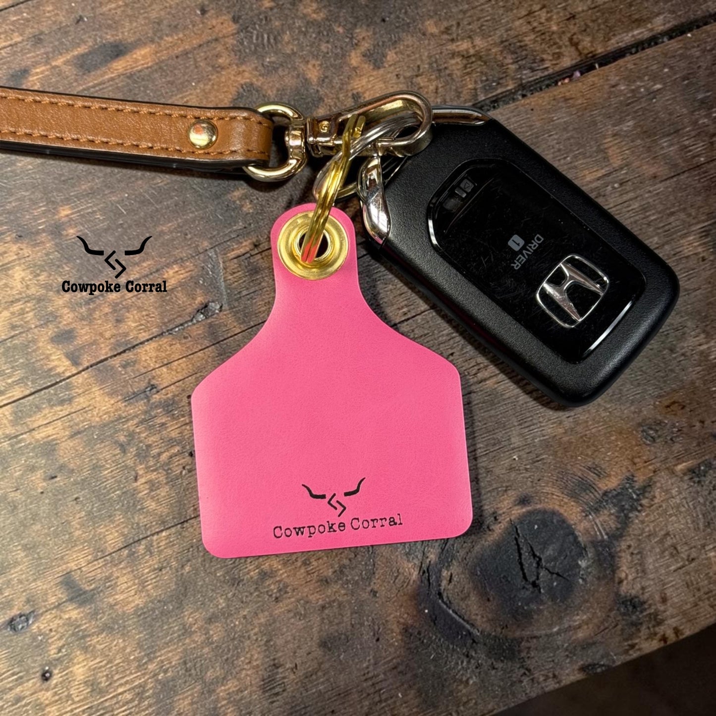 COWBOY SHIT CATTLE TAG KEYCHAIN