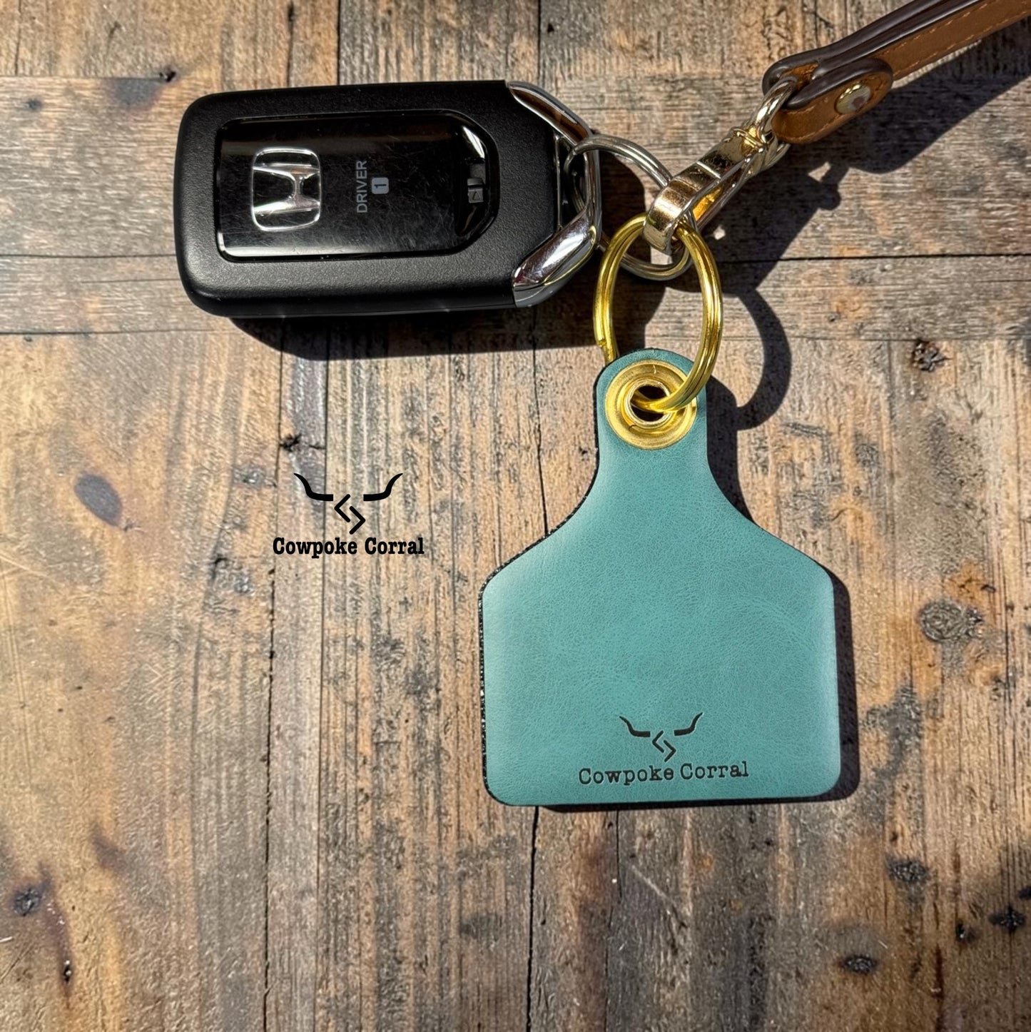FANCY BOOT STITCH CATTLE TAG KEYCHAIN