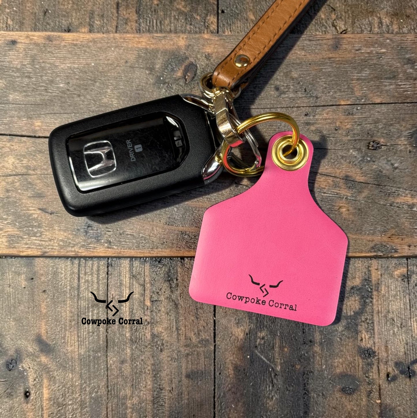 FANCY BOOT STITCH CATTLE TAG KEYCHAIN