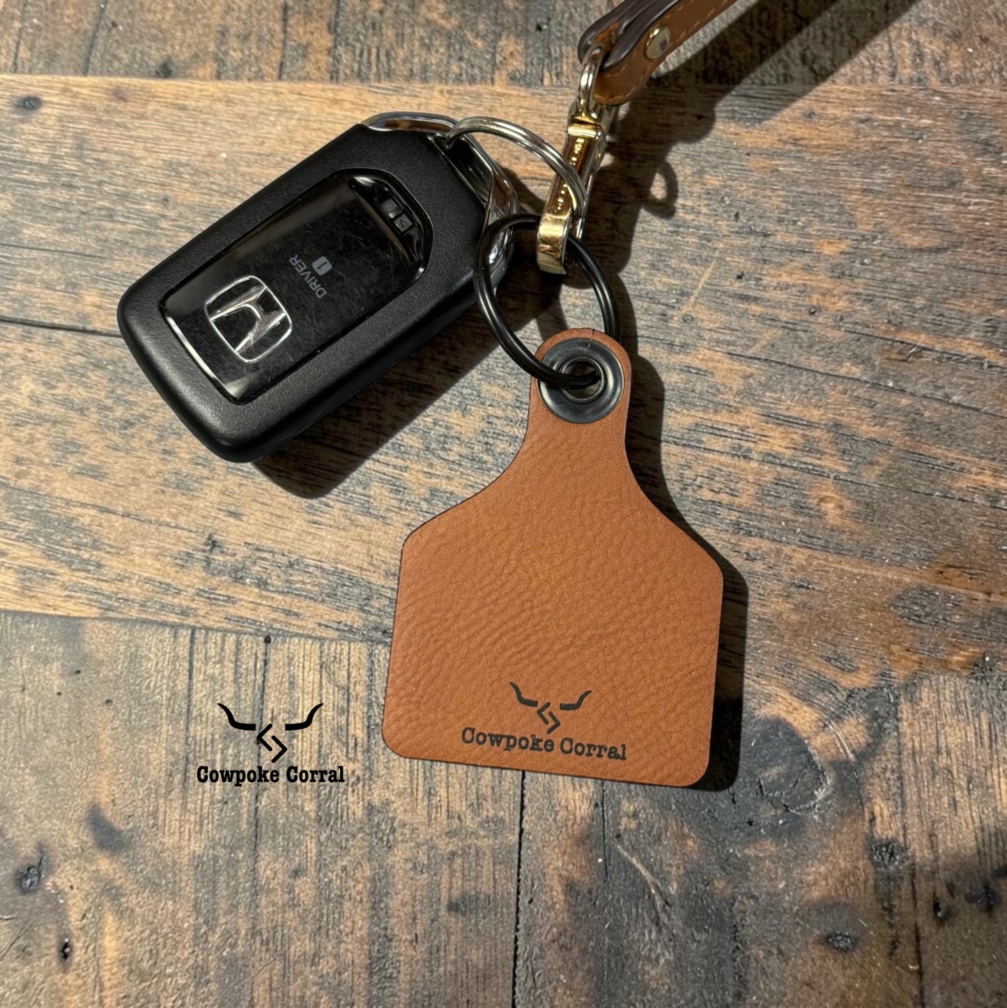 BOOT STITCH CATTLE TAG KEYCHAIN