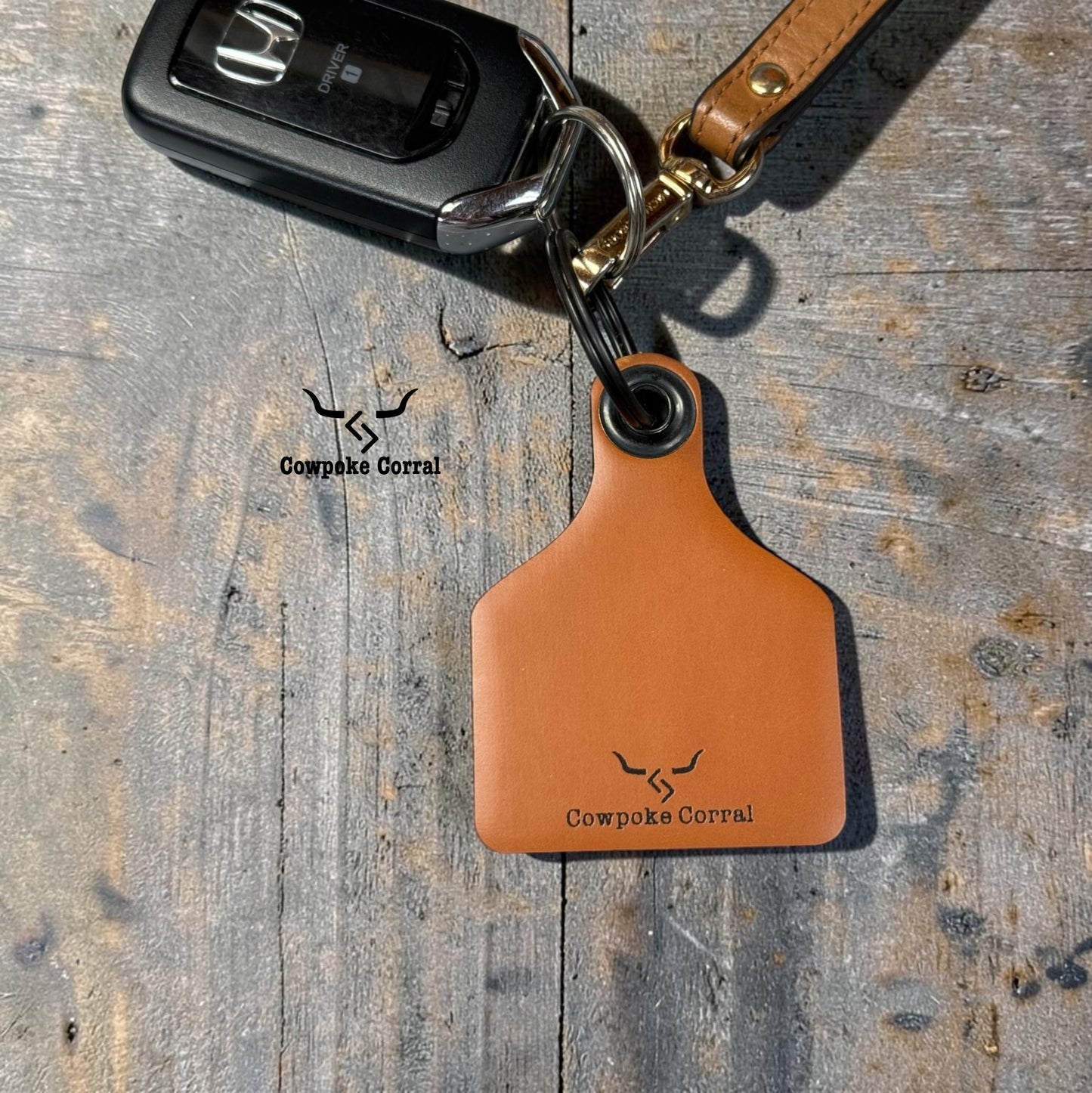 FANCY BOOT STITCH CATTLE TAG KEYCHAIN