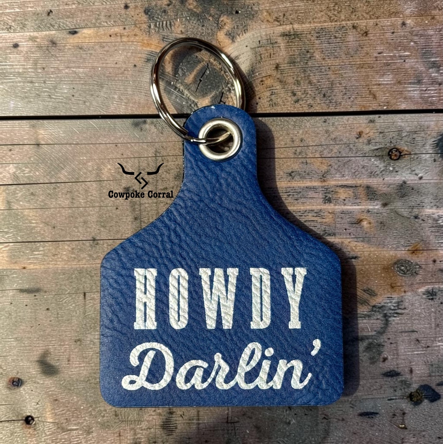 HOWDY DARLIN' CATTLE TAG KEYCHAIN
