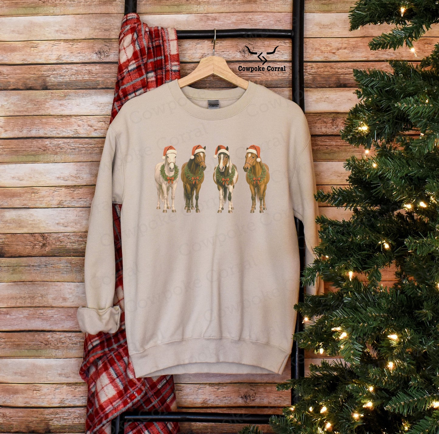 CHRISTMAS HORSES CREWNECK SWEATSHIRT