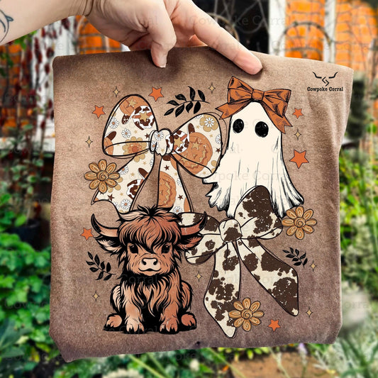 HIGHLAND COW, BOO & BOWS TEE