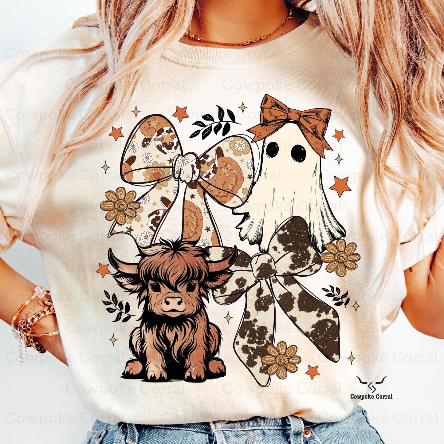 HIGHLAND COW, BOO & BOWS TEE
