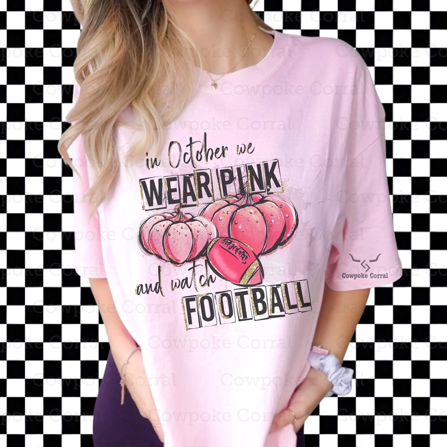 WEAR PINK & WATCH FOOTBALL TEE