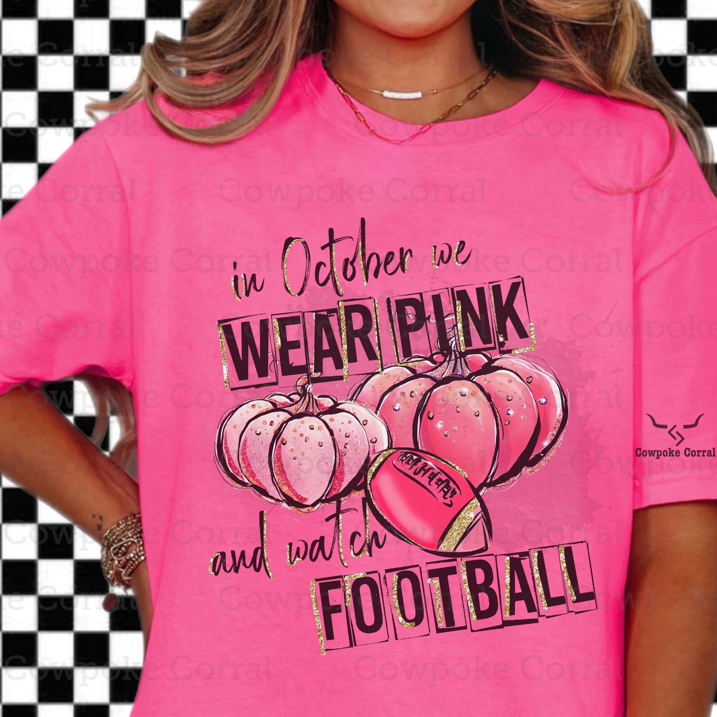 WEAR PINK & WATCH FOOTBALL TEE