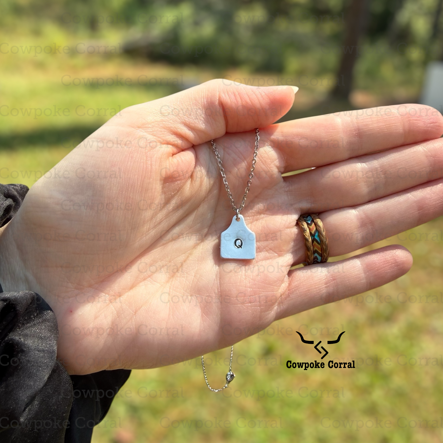 Custom Initial Cattle Tag Necklace