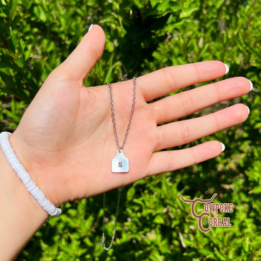 Custom Initial Cattle Tag Necklace
