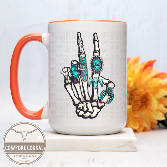 Turquoise Skellie Peace Mug